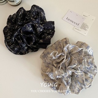 Yoing / Retro Tính Khí Hoa Bốn Lớp Scrunchy Buộc Tóc Nữ Cao Cấp Thời Trang Đầu Bóng Dây Buộc Đầu Đuôi Ngựa Mũ Đội Đầu