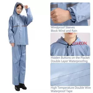 Áo mưa chống thấm nước DARON, Áo mưa chống nước và quần mưa chống nước dải phản quang, Thiết kế có mũ trùm đầu thoáng khí có thể tái sử dụng Áo mưa đi xe máy Hoạt động ngoài trời