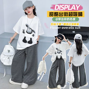 Quần ống rộng sọc rộng cho bé gái Mùa hè Phong cách mới Trẻ em Phiên bản Hàn Quốc Quần thường ngày thời trang