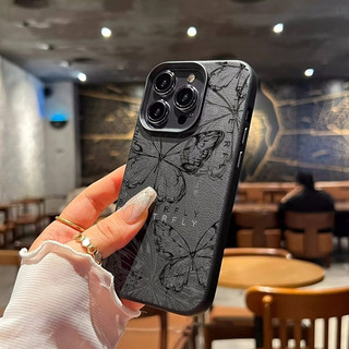 Điện thoại di động Vỏ mềm hình con bướm Thích hợp cho iPhone 16Pro 14plus Họa tiết da 13ProMax 15Plus Hợp thời trang 12Pro 11promax Premium 14Pro 15promax Vỏ bảo vệ chống sốc chống sốc