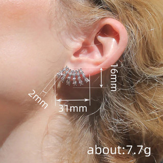 Châu Âu Mỹ ins Phong Cách Mới Rỗng Zircon Hình Học Bông Tai Nữ