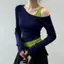 Slim-fit Slimmer Look Color Matching All match Oblique Shoulder Fake Two-piece Leak