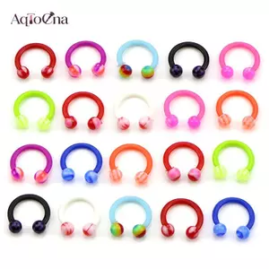 AqToCna 20 Cái / bộ Hình Chữ C Bóng Acrylic Xoắn Mũi Vòng Xuyên Cơ Thể Trang Sức AqToCna