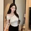 Milyfashion Slanted Vai Không Đều Chấm Bi Nơ Khâu Tay Ngắn T Mùa Hè Phong Cách Mới Ngắn Top Bé tee
