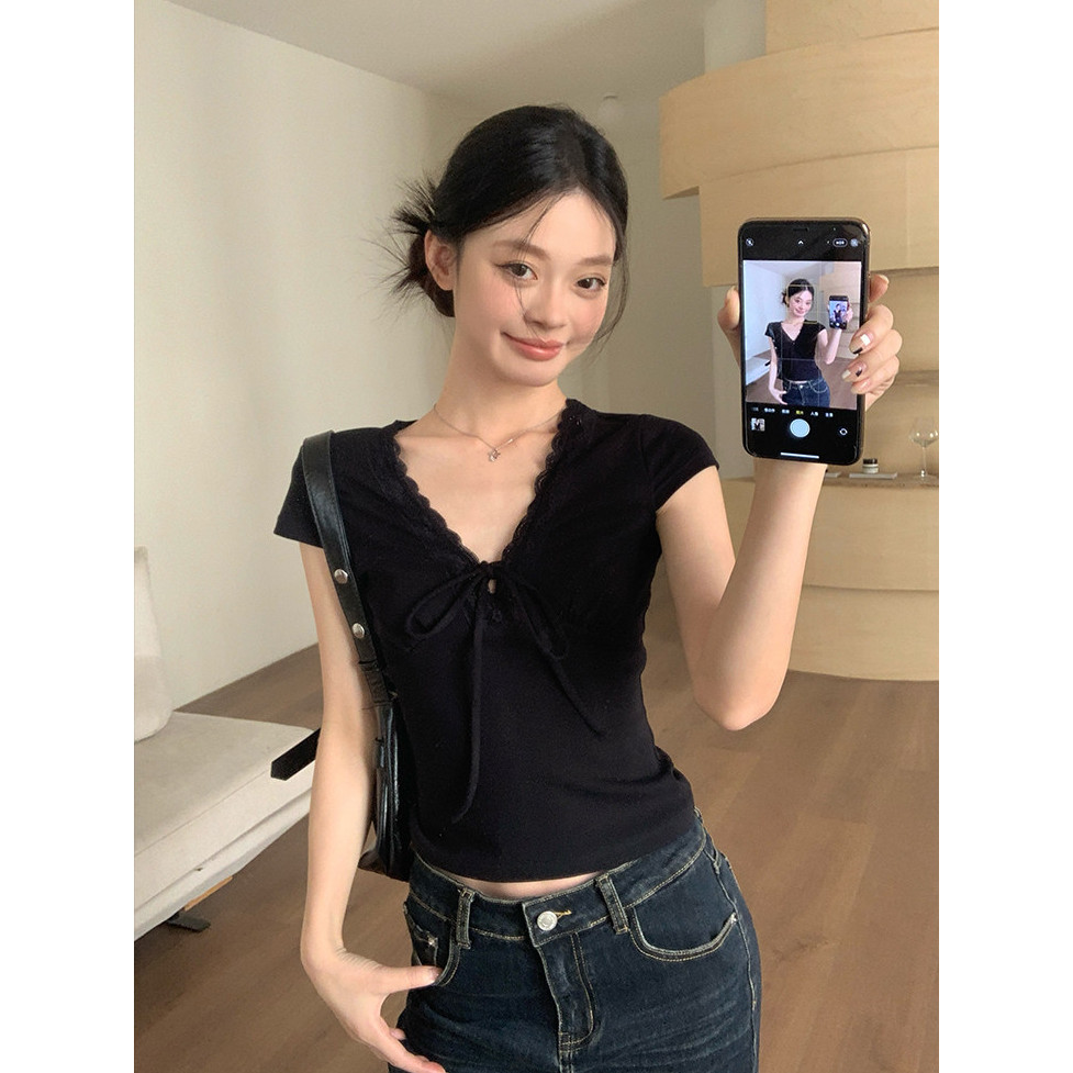 SUXI Áo thun ngắn tay thông thường màu trơn nhẹ nhàng dành cho nữ mùa hè mới 260507
