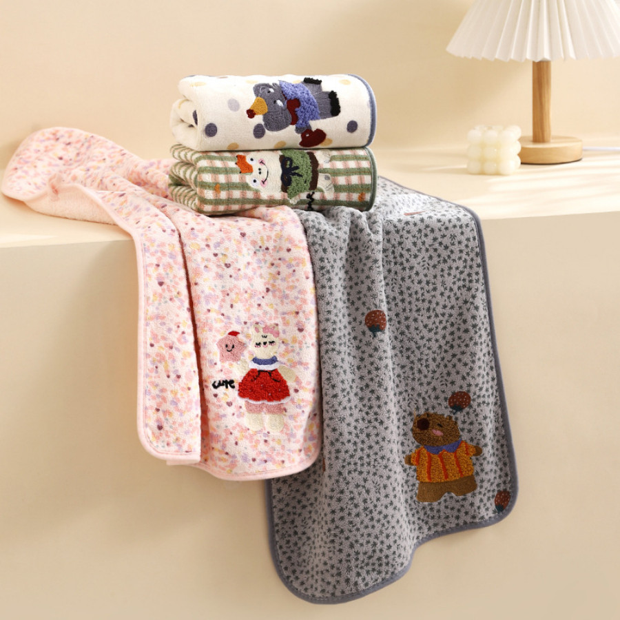 Khăn Tắm Cotton HomeMate Thêu Hình Thú Dễ Thương, Khăn Cao Cấp Siêu Thấm Hút Mềm Mại Cho Bé & Gia Đình