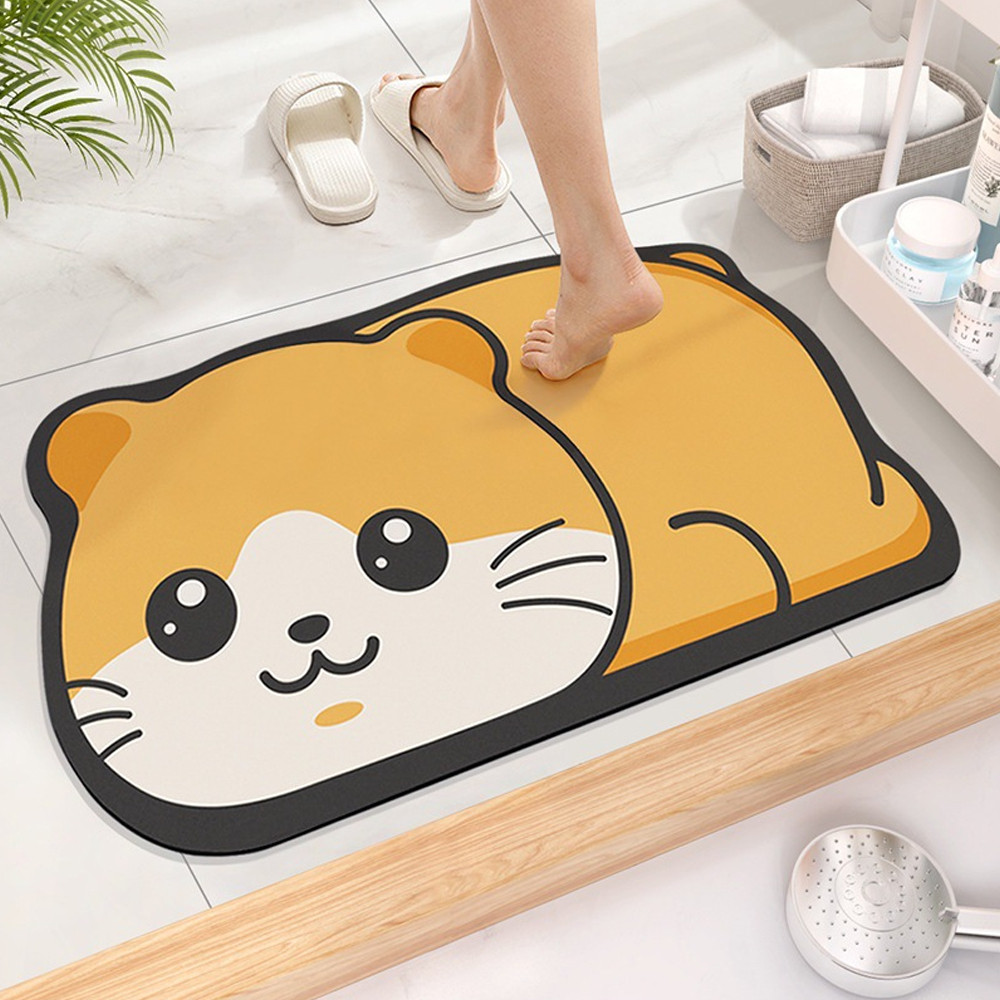 Thảm Nhà Tắm HomeMate Hút Nước Siêu Nhanh, Thảm Chùi Chân Chống Trượt Hình Thú Cưng Dễ Thương 40x60