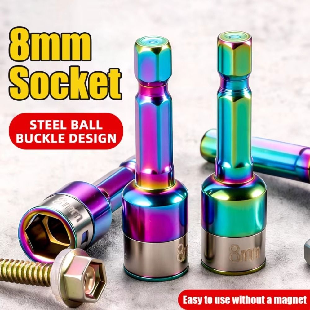 AWNGD 1 / 5 Cái Tay tuốc nơ vít khí nén, Ổ cắm nhiều màu sắc có độ cứng cao 8mm, Ổ cắm chuôi lục giác loại kẹp chống mài mòn đa năng cho tuốc nơ vít khí nén