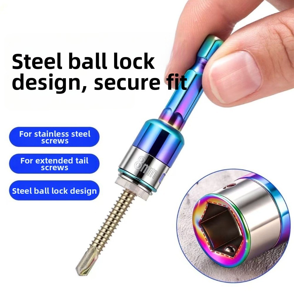 NOTE1 1 / 5 Ổ cắm đầy màu sắc, Tay tuốc nơ vít khí nén có độ cứng cao 8mm, Ổ cắm tác động chống mài mòn đa năng loại kẹp không từ tính cho tuốc nơ vít khí nén