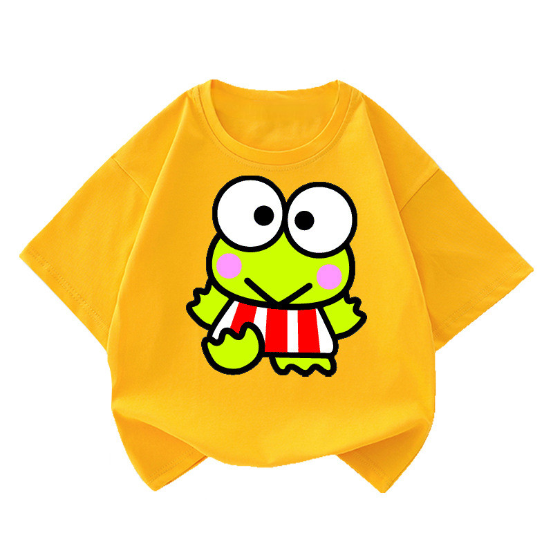 Keroppi Ếch 2D Hoạt Hình Trẻ Em Áo Thun Tay Ngắn Mùa Hè Hiệu Suất Mặc Cho Bé Trai Bé Gái