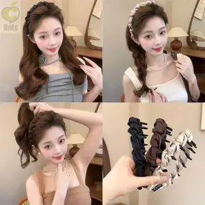 Vòng buộc tóc ROLY, Băng đô chống trượt hình chữ U, Băng đô nam cao cấp có răng Satin thanh lịch dành cho nữ Cô gái