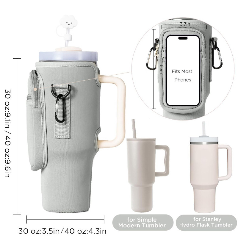Túi đựng Bình Nước Thể Thao, Dây đeo Vai điều Chỉnh,phù Hợp Bình 30oz-40oz, Ngăn điện Thoại, Móc Khóa, Túi đựng Thẻ