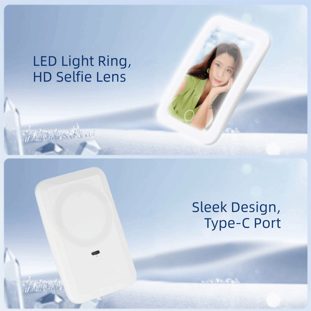 Gương selfie DOAOV78N, Gương selfie điện thoại Led góc rộng, Tạo nội dung Mặt sau di động Hút selfie Gương trang điểm trang điểm
