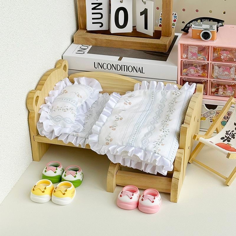 20cm Cotton Búp Bê Ngủ Bộ Ba Mảnh 40cm Búp Bê Công Chúa Búp Bê Giường Nhỏ Chăn Gối Chơi Nhà