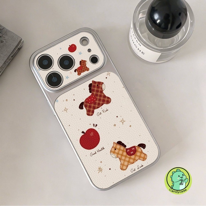 Ốp Điện Thoại Pony Dễ Thương Cho iPhone 17 Pro Max Air 16E 16 15 14 Plus 13 12 11 Pro Max XR XS Max X 8 7 Plus SE3 SE2 2022 Vỏ Da PU Hoạt Hình Dễ Thương Ngựa 3D Vỏ Mềm