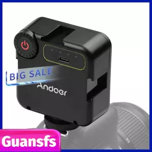 Guansfs Đèn video LED mini W49S 5600K Có thể điều chỉnh độ sáng 5W Pin sạc tích hợp 3 đế gắn giày lạnh