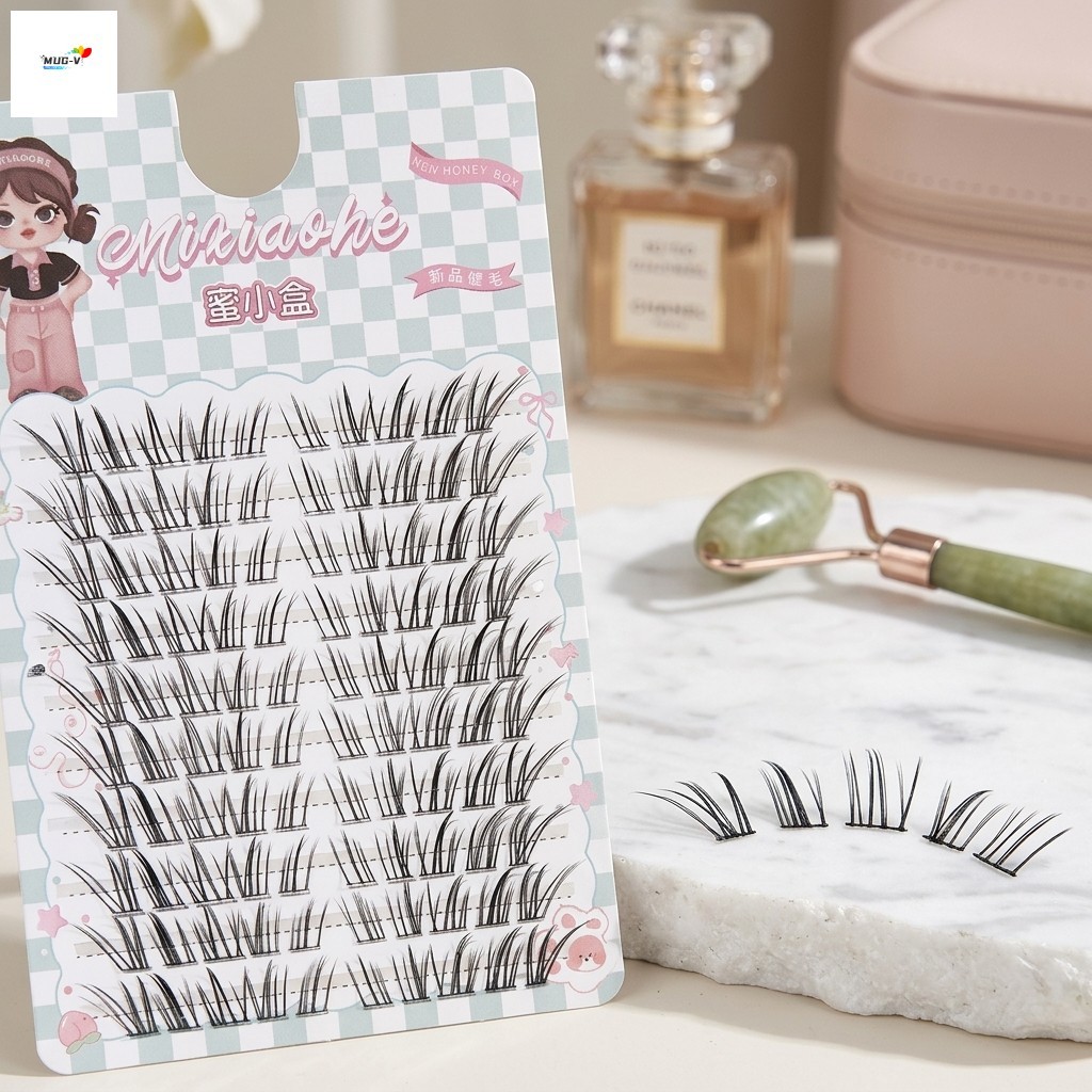 Lông mi giả mắt Doe tự nhiên C Curl Matte Black Sợi tổng hợp Lash cho mắt châu Á Camera HD Sẵn sàng