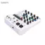 Guansfs Bàn điều khiển trộn 4 kênh Eujgoov nhỏ gọn có Bluetooth USB MP3 Hiệu ứng DSP Nguồn ảo 48V XLR 6,35 mm 3,5 mm Đầu vào để phát trực tiếp Ghi âm karaoke tại nhà (Trắng)