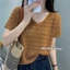 Áo sơ mi dệt kim thông thường thời trang mới mùa hè, Vỏ chống nắng tay ngắn dệt kim, Áo cho nữ