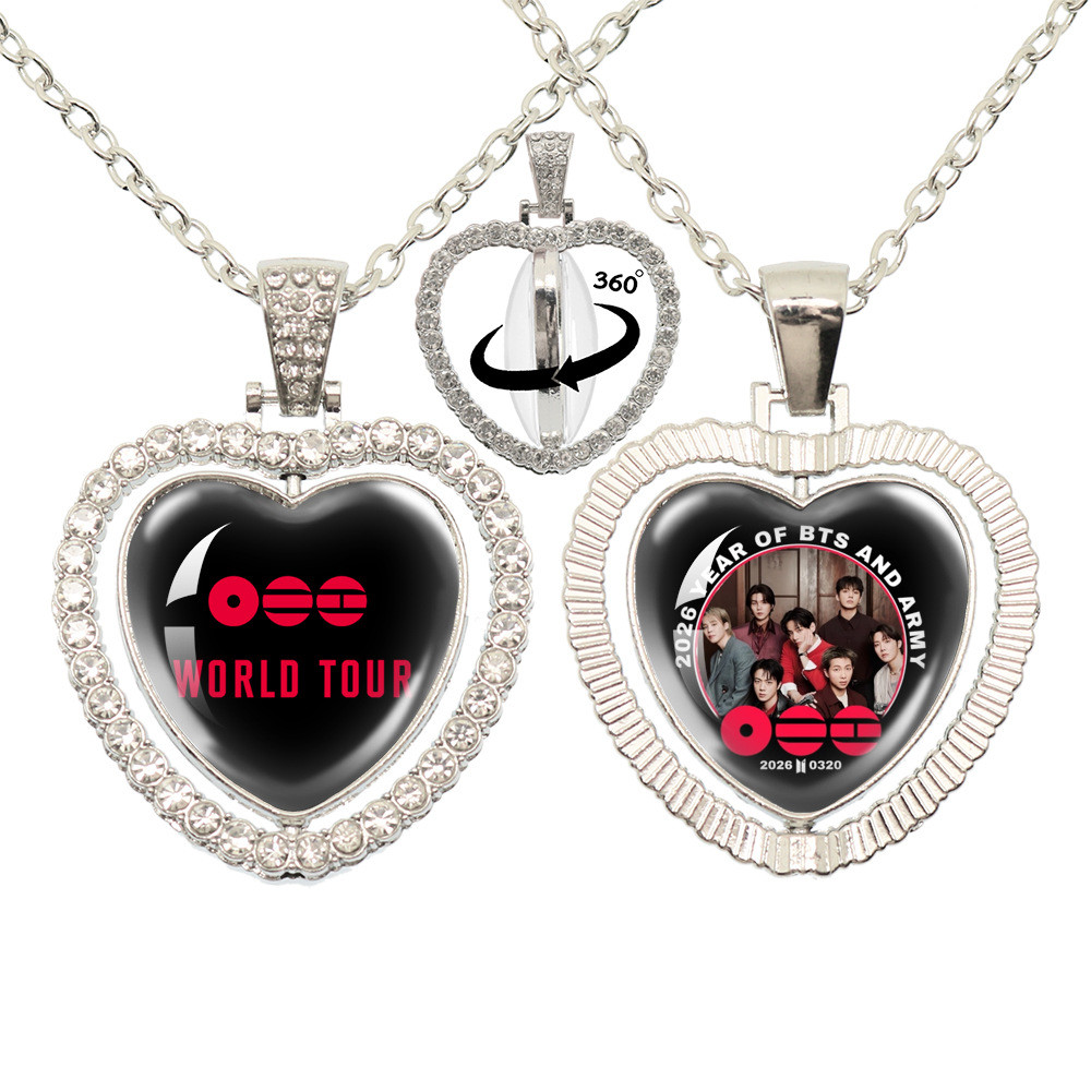 SQ Kpop BTS ARIRANG Time Gem Heart Diamond Vòng cổ xoay hai mặt
