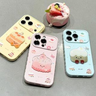 Hoạt Hình Dễ Thương 3D Bánh Trái Tim Tình Yêu Bên Ốp Lưng Điện Thoại iPhone 17Promax 11 12 13 14 15 16 Pro Max 15Plus Silicon Mềm Chống Sốc Nữ Điện Thoại Di Động