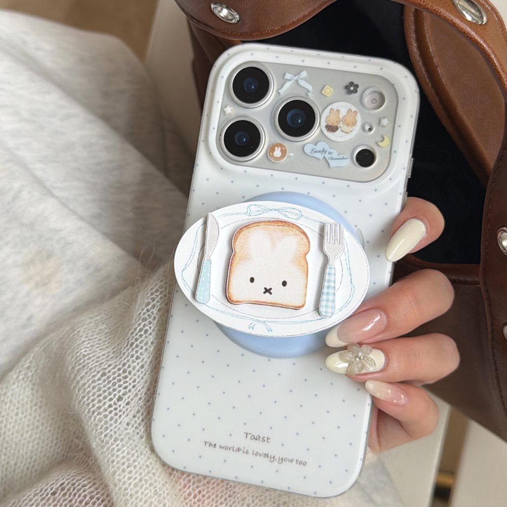 Vỏ cứng Tương thích với iPhone 13 14 14Pro 14ProMax 15 15Pro 15ProMax 16 16Pro 16ProMax 17 17Pro 17ProMax Vỏ nam châm họa tiết bánh mì chấm bi