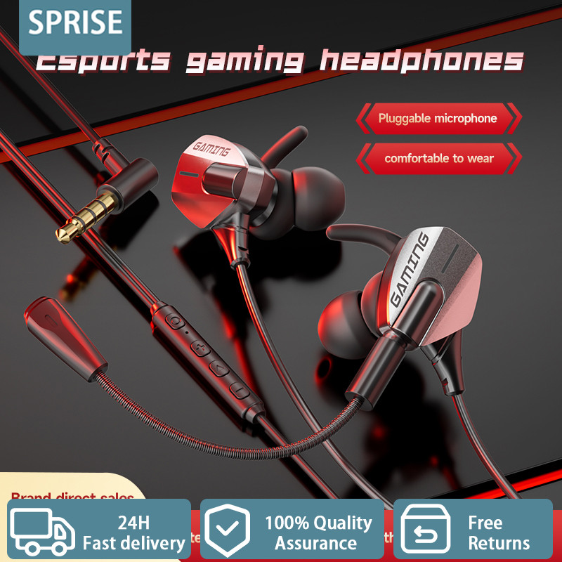 SPRISE G68 Tai nghe có dây Chơi game Esports với 2 Mic Bass Độ trễ siêu thấp Tai nghe HiFi phổ thông 3,5mm / TypeC