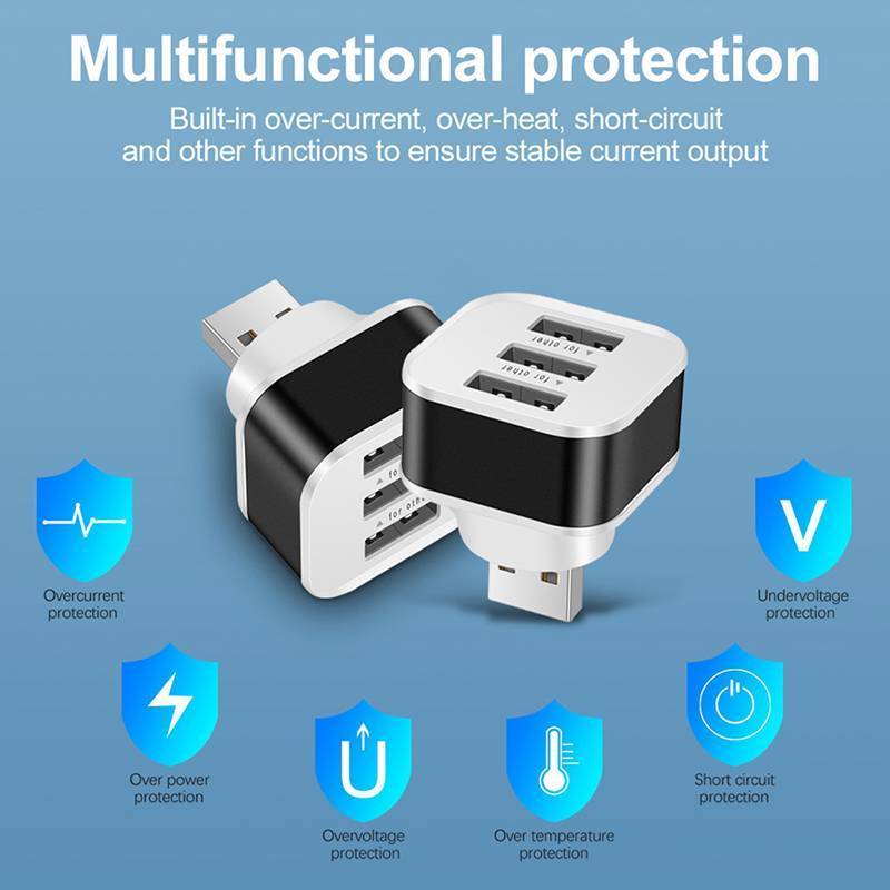 Bộ mở rộng sạc USB trên ô tô MUQV 2.0 Bộ chia USB mở rộng 3 cổng có đèn báo Cắm và chạy 3 trong 1 cho điện thoại thông minh Hubs n
