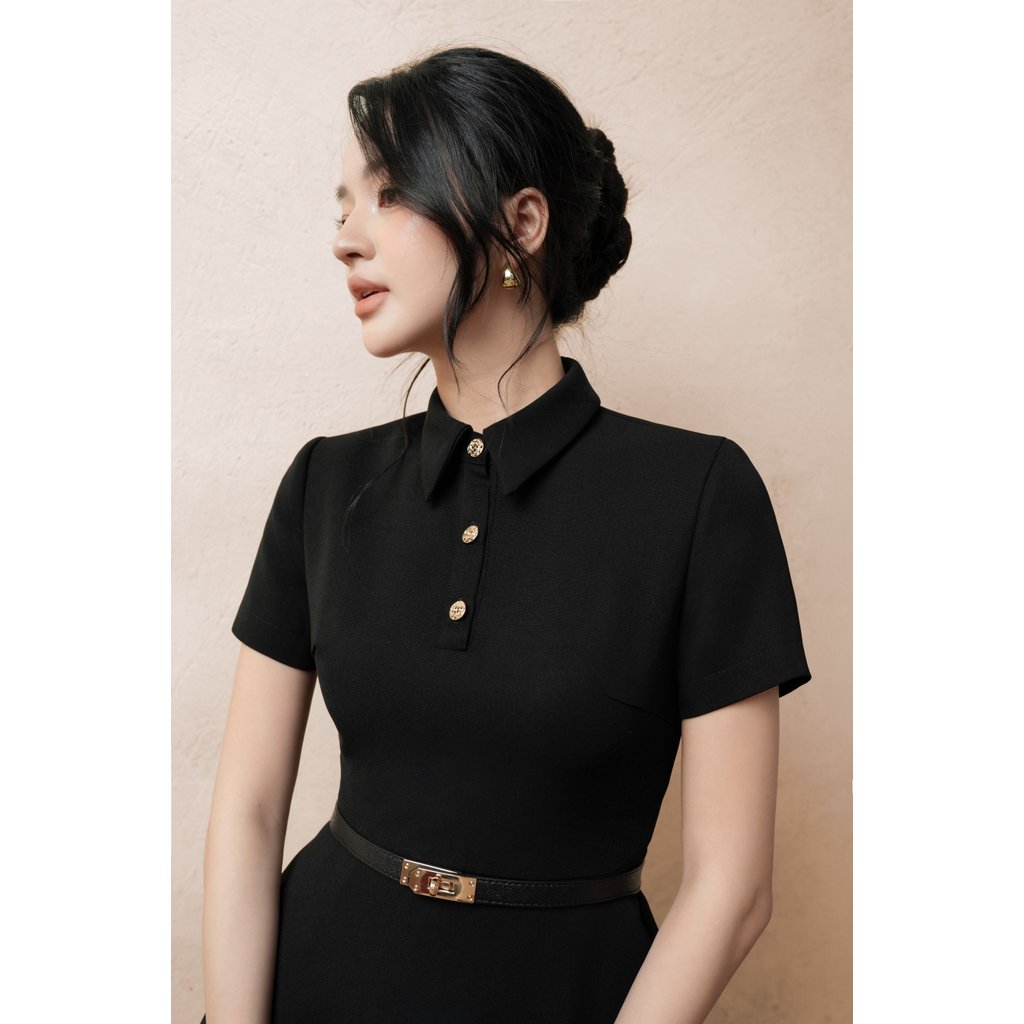 Đầm sơ mi  ELLA DORA  dáng dài nữ form ôm thiết kế thanh lịch đi làm 3 màu ĐỎ/ĐEN/BE [D251]