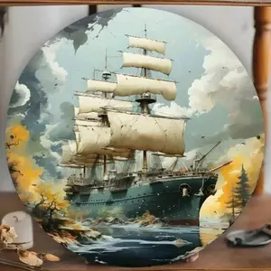 CIFbuy Stormy Seas Thuyền buồm Kim loại Tín hiệu Vintage Hải lý Nghệ thuật treo tường Retro Mộc mạc Trang trí tàu