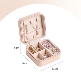 Hộp Đựng Trang Sức Di Động Da PU Nhung Lót Mini Du Lịch Nhẫn Bông Tai Vòng Cổ Người Tổ Chức