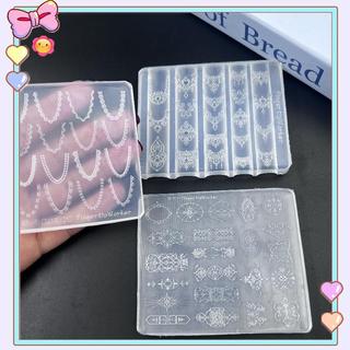 [beautifulhome] Khuôn làm móng tay bằng silicon 3D Phong cách Châu Âu Họa tiết cổ điển Thiết kế ren Trang trí DIY Bản mẫu làm móng tay trong suốt [vẻ đẹp]