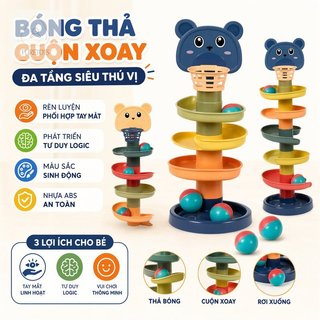 Baby Ball Drop Track Tower Toy Spiral Roll Puzzle Montessori Learning Bộ phối hợp giác quan