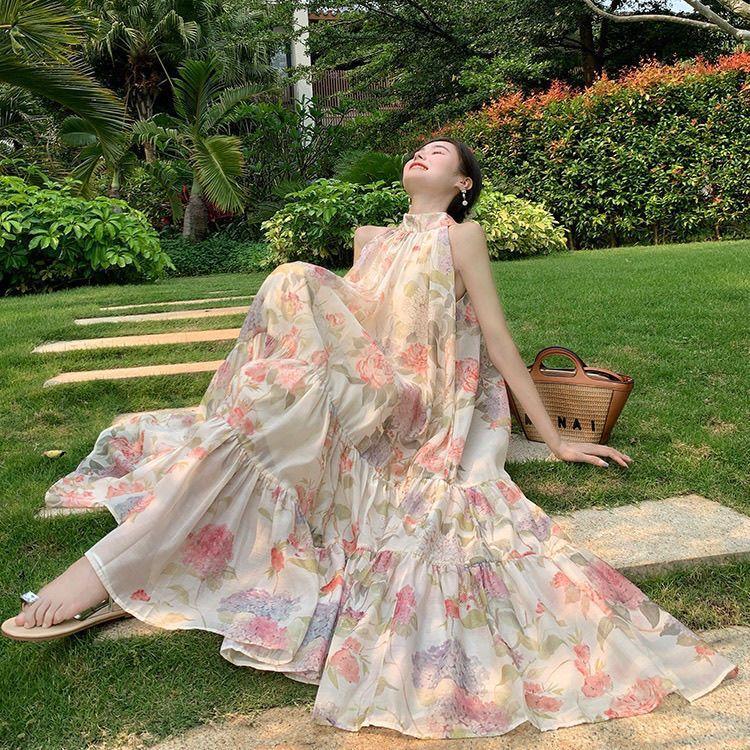 [Khuyến mãi] Đầm dây trà cỡ lớn phong cách Pháp, phù hợp đi biển. Style nghỉ mát nhẹ nhàng và thẩm mỹ siêu cổ tích Mori.