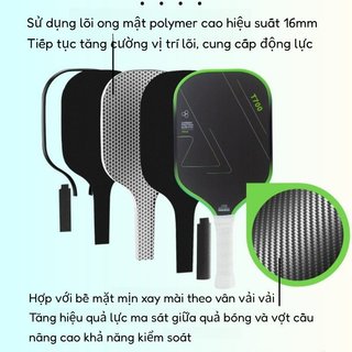 Bạt pickleball carbon T700 pro, lõi tổ ong, thiết kế nhẹ và dễ kiểm soát