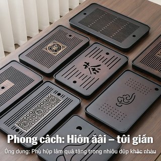 Khay Trà Tre Hình Chữ Nhật Bàn Trà Nhỏ Giọt Khay Khắc Sen Cá Trà Trang Trí Lưu Trữ