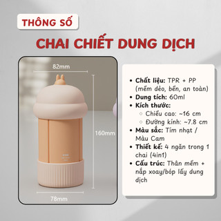 Set 4 Bình Chiết Mỹ Phẩm Du Lịch 4in1 60ml, Chai Chiết Silicon Đựng Dầu Gội Sữa Tắm Nắp Kín Chống Rỉ