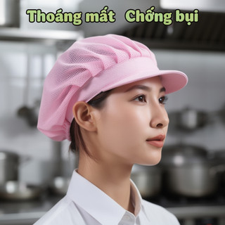 Mũ lưới bông polyester thoáng khí, dùng cho bếp và nhà máy