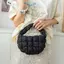 E-WOITD Thời Trang Mini Puffer Tote Túi Quilted Vòng Tròn Ví Điện Thoại Màu Tím Thanh Lịch Mềm Nylon Đệm Chìa Khóa Túi Xu Hướng Đơn Giản Túi Xách E-WOITD