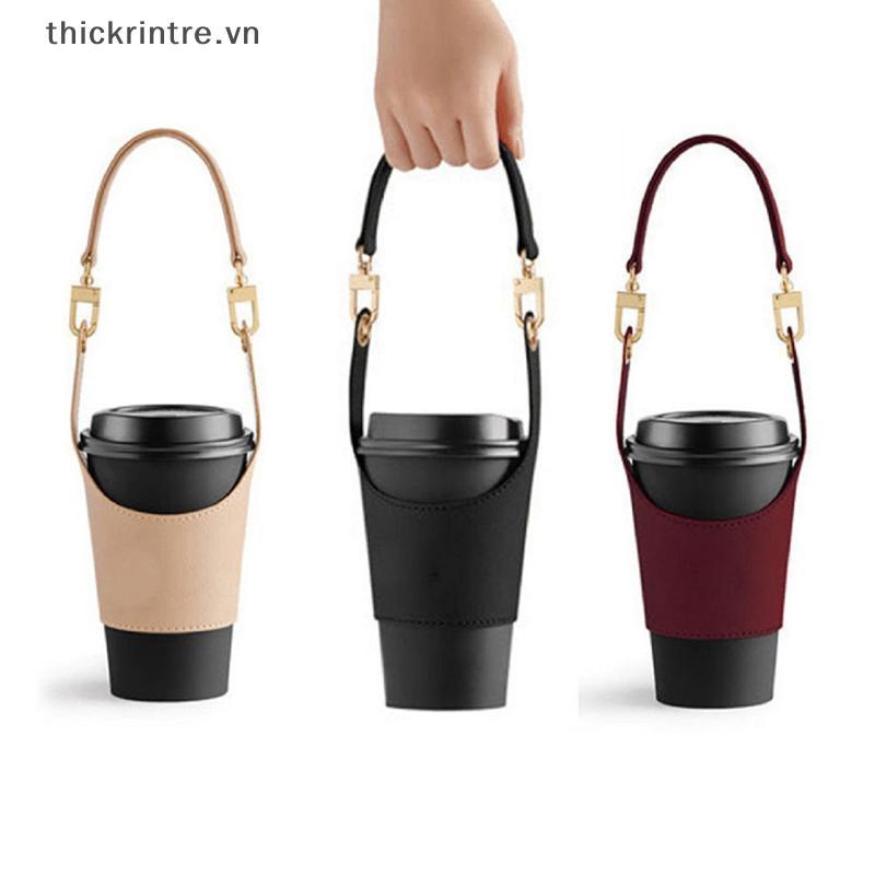 THI Da Cốc Bao Túi Di Động Bình Nước Tay Túi Da Mang Dây Đeo Cách Nhiệt Trà Sữa Cà Phê Phụ Kiện VN