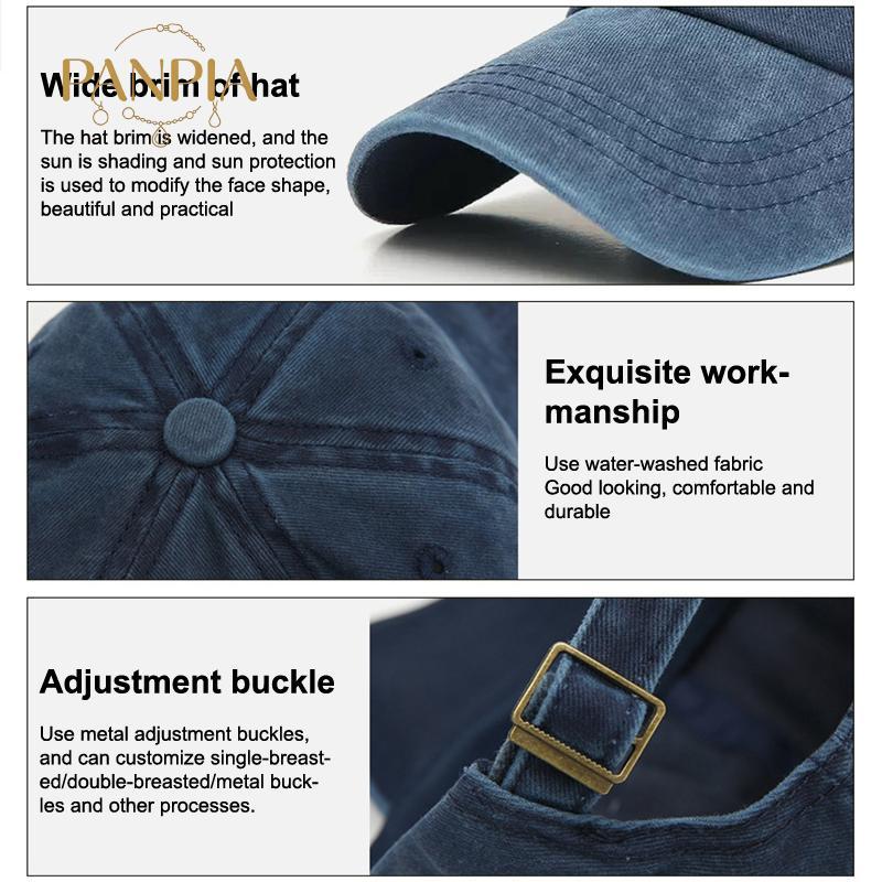 PNPIA- Mũ Bóng Chày Rửa Denim Nam Nữ Mũ Vintage Hip Hop Mũ Màu Trơn Xương Ngoài Trời Thể Thao Thường Ngày