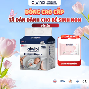 Tã/Bỉm Cho Trẻ Sinh Non Cao Cấp Aiwibi Siêu Thấm Hút, Chống Tràn - Gói Preemie 22 Miếng