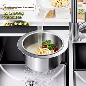 TRTR Inox Thiên Nga Bồn Rửa Giỏ Lọc Bồn Rửa Chén Rác Treo Lọc Thiên Nga Khô Và Ướt Tách Móc Thoát Nước Ra VN