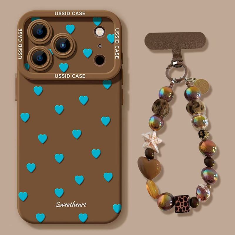 Sáng Tạo Trái Tim Xanh Thích Hợp Cho iPhone17Promax Vỏ Điện Thoại Apple 16 Dây 15 Phong Cách Mới 14 Cao Su Mềm 13