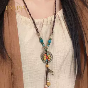 PNPIA- Vintage Bohemian Phong Cách Gốm Đính Hạt Dệt Nelace Cho Nữ Cô Gái Phong Cách Dân Tộc Dài Nelace Phụ Kiện Trang Sức Quà Tặng