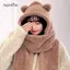 AqToCna Mới Dễ Thương Gấu Mũ Tai Khăn Găng Tay Bộ Thiên Nữ Beanies Mũ Mùa Đông Ấm Áp Chống Gió Mũ Bảo Vệ Tai AqToCna