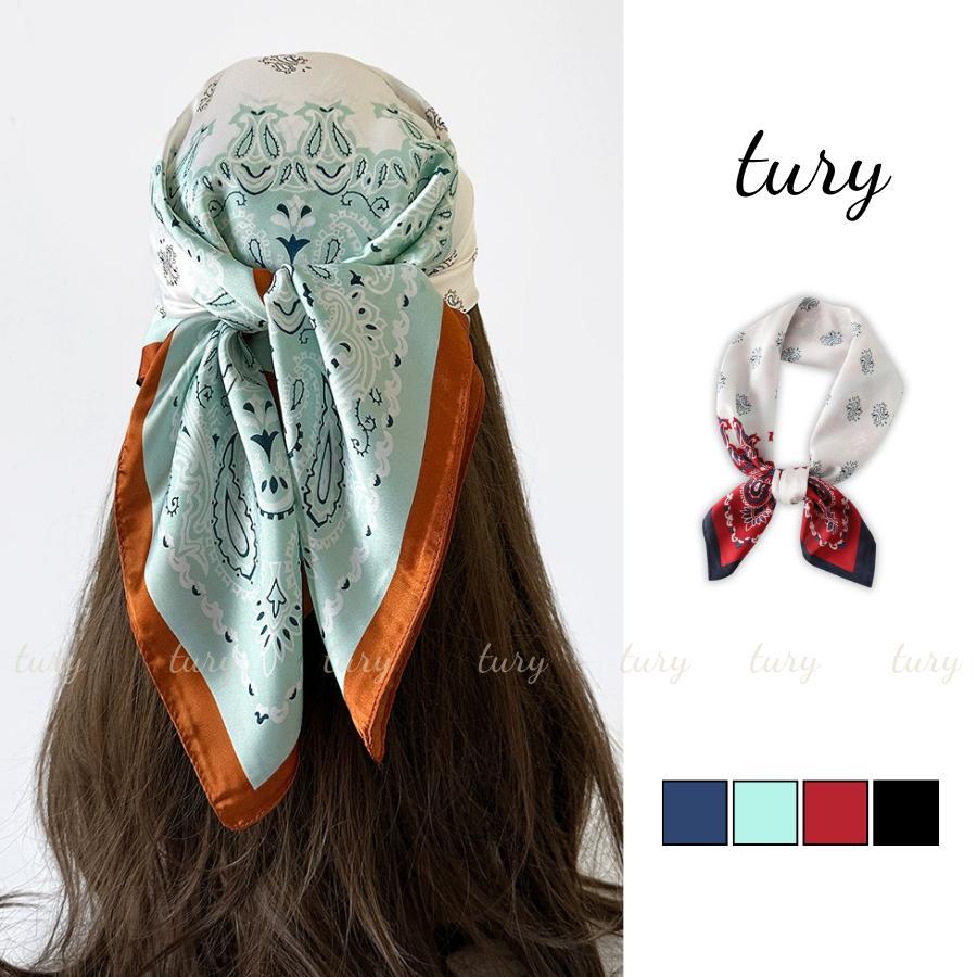 Khăn Lụa Unisex Nam Nữ 70 - Tury - Khăn Lụa Họa Tiết Turban Phối Viền - KL041