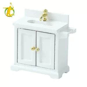 Nhà Búp Bê Tủ Phòng Tắm Bồn Rửa Đồ Nội Thất Thu Nhỏ Mô Hình Giả Vờ Chơi Đồ Chơi Chất Liệu Gỗ Mô Phỏng Trang Trí Thích Hợp Cho Quà Tặng Gia Đình