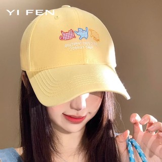 YIFEN Phim Hoạt Hình Thêu Mũ Bóng Chày Nữ Phiên Bản Hàn Quốc Phù Hợp Với Mũ Nhỏ Màu Vàng Có Mặt Viền Rộng Đầu Lớn Chu Vi