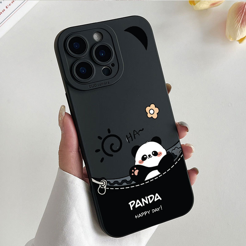 Ốp lưng iPhone Vỏ máy ảnh silicon họa tiết gấu trúc - iP 7/8/X/XS/XR/11/12/13/14/15/16/17/Plus/Air/Pro/Max